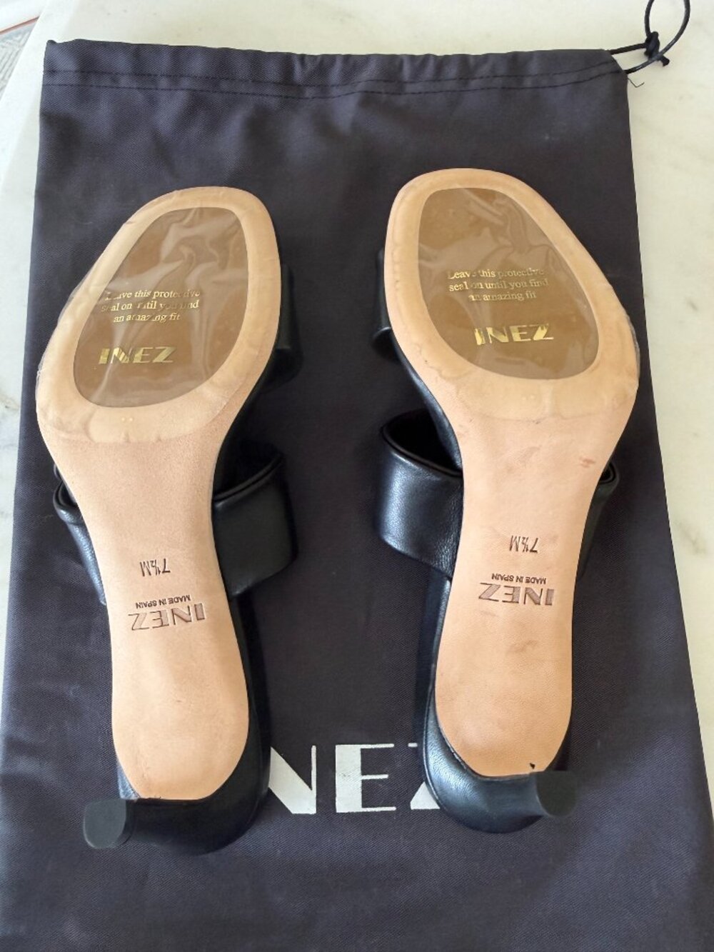 INEZ Black Leather Knotted Heeled Sandals 7.5 NW0T - Picture 2 of 3